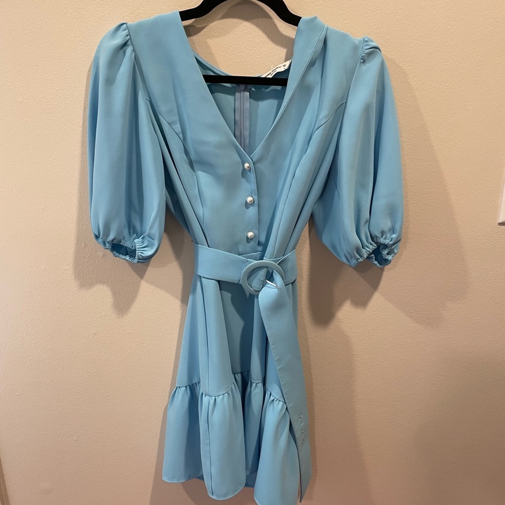 Amanda Uprichard Belted Pearl Button Dress